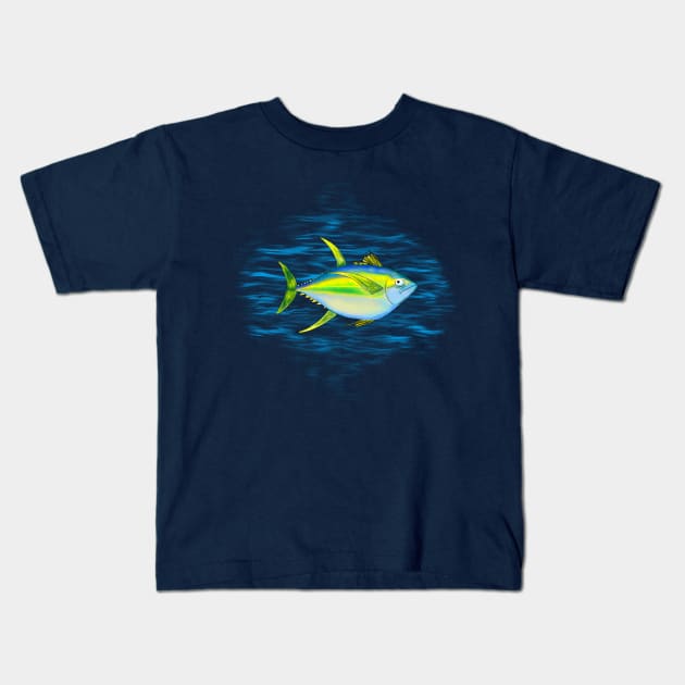 Yellowfin Tuna design Kids T-Shirt by The Doodle Factory